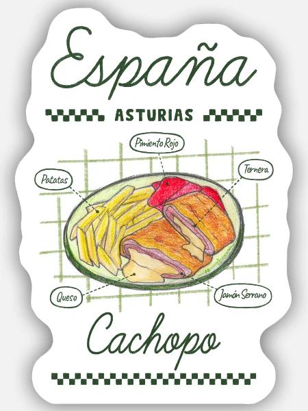 Asturischer Cachopo - Sticker Größe S (10 x 10 cm) - Mattweiß