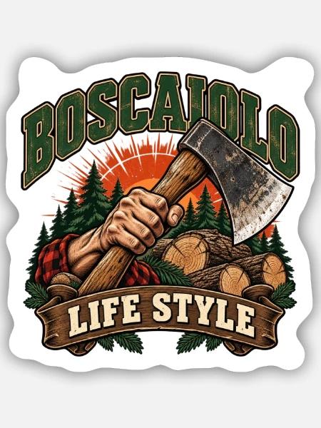 Holzfäller-Lebensstil Rustikaler Wald - Sticker Größe S (10 x 10 cm) - Mattweiß