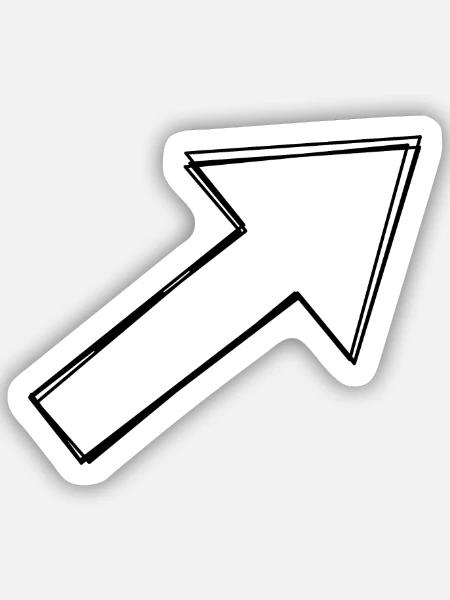 Blockpfeil handgezeichnet - Sticker Größe S (10 x 10 cm) - Mattweiß