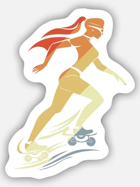 Weiblicher Roller Skater - Sticker Größe S (10 x 10 cm) - Mattweiß