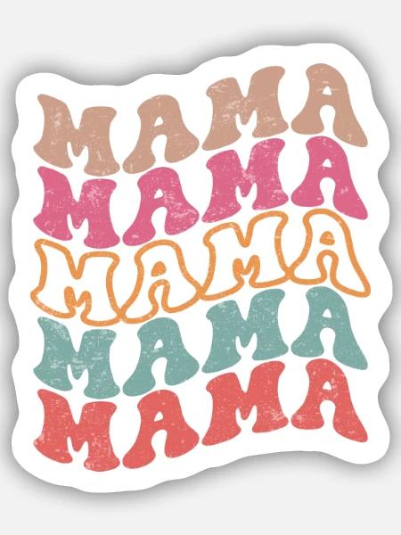 Retro Mama Farbexplosion - Sticker Größe S (10 x 10 cm) - Mattweiß