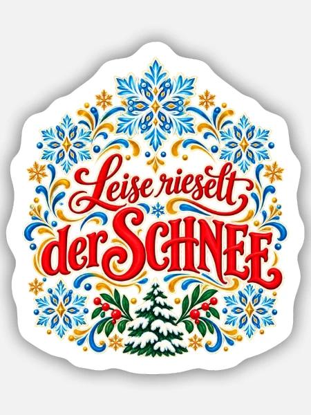 Leise rieselt der Schnee Weihnachtspullover Winter - Sticker Größe S (10 x 10 cm) - Mattweiß