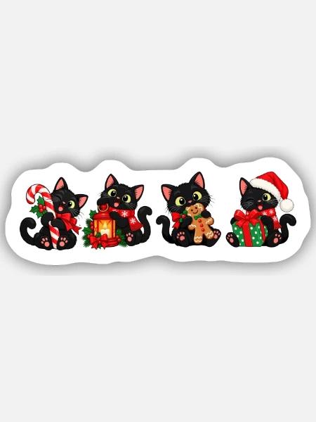 Weihnachten Schwarze Katzen - Sticker Größe S (10 x 10 cm) - Mattweiß