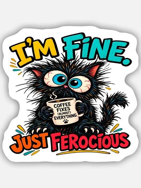 Mean Cat – Alles spielt - Sticker Größe S (10 x 10 cm) - Mattweiß
