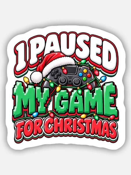 Pause für Weihnachten Gaming - Sticker Größe S (10 x 10 cm) - Mattweiß
