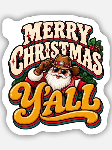Frohe Weihnachten Yall - Sticker Größe S (10 x 10 cm) - Mattweiß