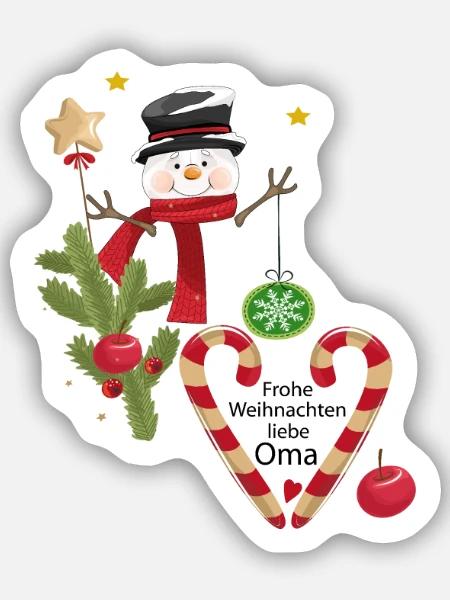 Frohe Weihnachten liebe Oma - Sticker Größe S (10 x 10 cm) - Mattweiß