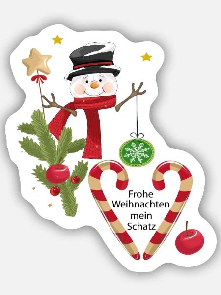 Frohe Weihnachten mein Schatz - Sticker Größe S (10 x 10 cm) - Mattweiß
