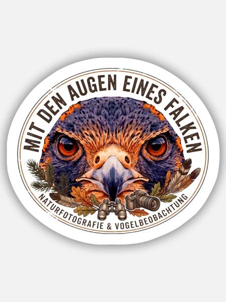 Falkenblick Naturbeobachtung - Sticker Größe S (10 x 10 cm) - Mattweiß