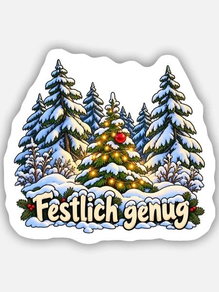 Festlich genug im Winterwald - Sticker Größe S (10 x 10 cm) - Mattweiß