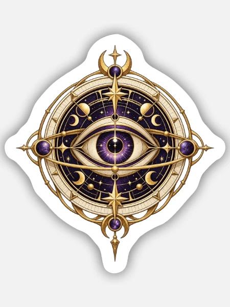 Sternenauge Mandala Orbit - Sticker Größe S (10 x 10 cm) - Mattweiß
