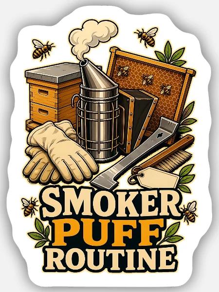 SMOKER PUFF ROUTINE - Sticker Größe S (10 x 10 cm) - Mattweiß