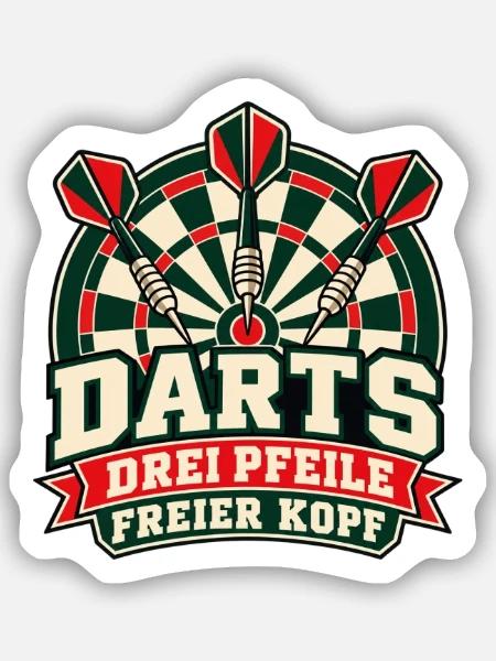 Darts – Drei Pfeile, freier Kopf - Sticker Größe S (10 x 10 cm) - Mattweiß