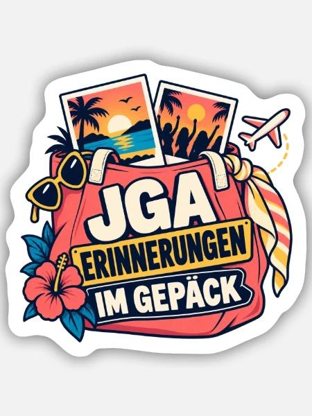 JGA – Erinnerungen im Gepäck - Sticker Größe S (10 x 10 cm) - Mattweiß