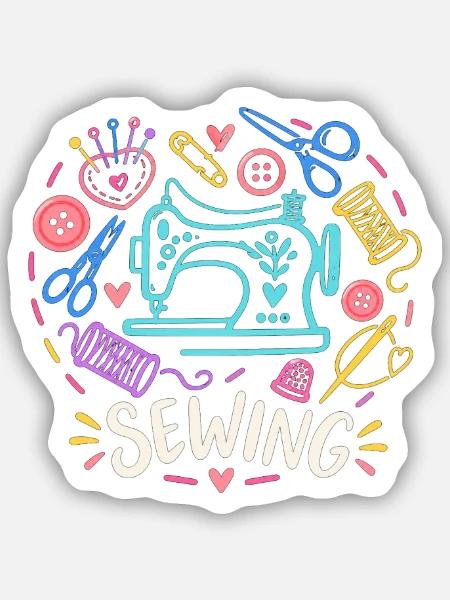 Love Sewing Machine Craft - Sticker Größe S (10 x 10 cm) - Mattweiß