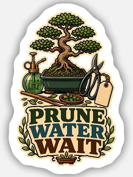 PRUNE WATER WAIT Pflanzen - Sticker Größe S (10 x 10 cm) - Mattweiß
