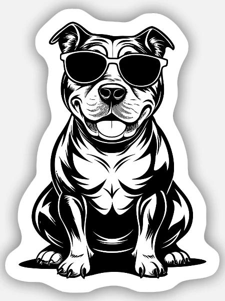 Hund mit Sonnenbrille - Sticker Größe S (10 x 10 cm) - Mattweiß