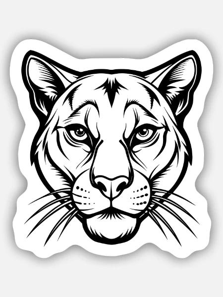 Cougar Head - Sticker Größe S (10 x 10 cm) - Mattweiß