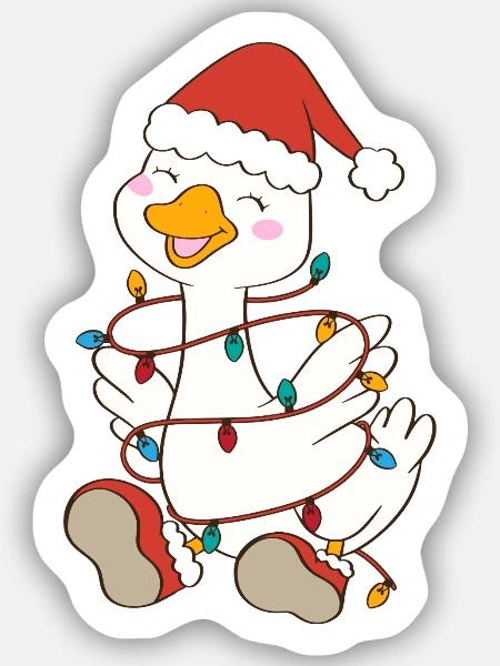Süße Weihnachtsgans - Sticker Größe S (10 x 10 cm) - Mattweiß