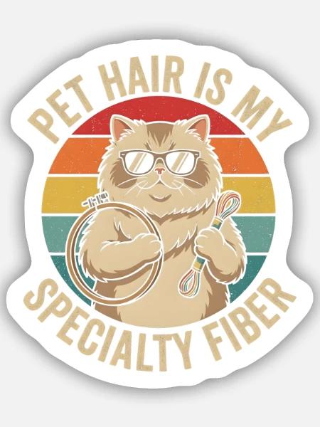 Haustierhaar-Spezialfaser-Lustige Katze - Sticker Größe S (10 x 10 cm) - Mattweiß