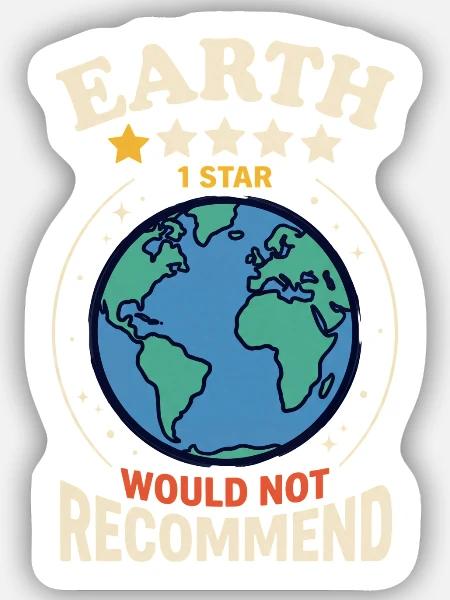 Erde 1 Stern – Nicht Empfohlen - Sticker Größe S (10 x 10 cm) - Mattweiß