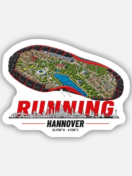 Running Hannover Laufschuh Stadtkarte - hell - Sticker Größe S (10 x 10 cm) - Mattweiß