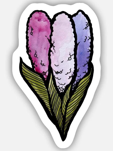 Pastell-Baumwollblumen-Trio - Sticker Größe S (10 x 10 cm) - Mattweiß