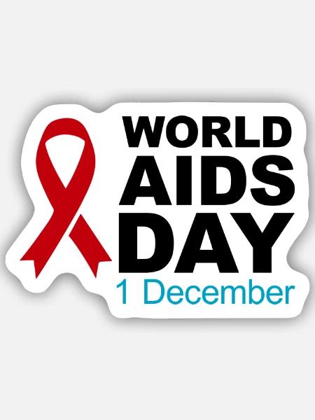 Welt-AIDS-Tag Band 1. Dezember - Sticker Größe S (10 x 10 cm) - Mattweiß
