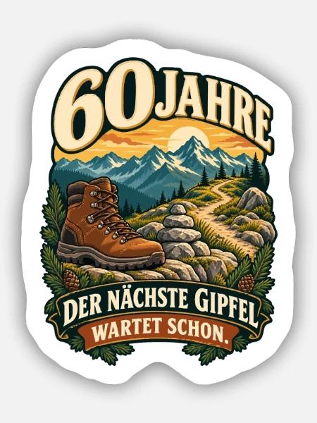 60 Jahre Gipfelsturm - Sticker Größe S (10 x 10 cm) - Mattweiß