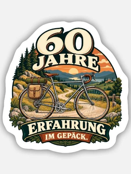 60 Jahre Erfahrung im Gepäck - Sticker Größe S (10 x 10 cm) - Mattweiß
