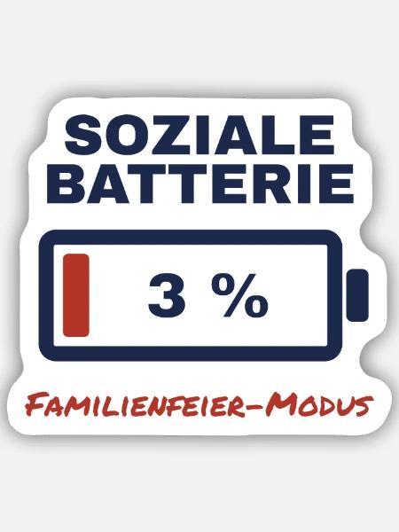Soziale Batterie 3 % – Familienfeier-Modus - Sticker Größe S (10 x 10 cm) - Mattweiß