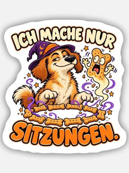 Ich mache nur Sitzungen – Halloween Comic-Hund - Sticker Größe S (10 x 10 cm) - Mattweiß