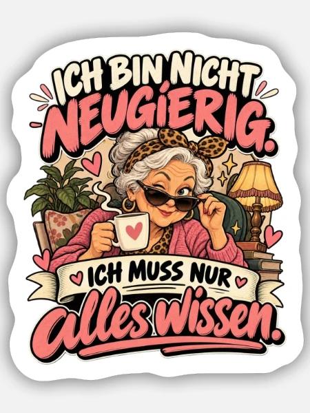 Neugierige Großmutter Spruch - Sticker Größe S (10 x 10 cm) - Mattweiß