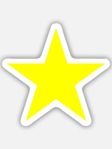 Gelber Stern auf schwarzem Hintergrund - Sticker Größe S (10 x 10 cm) - Mattweiß