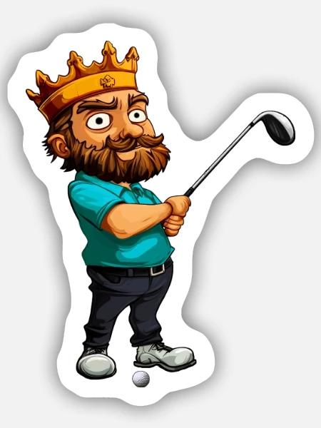 Könige Golf / Golfer King - Sticker Größe S (10 x 10 cm) - Mattweiß