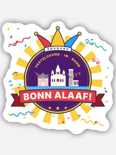 Bonn Alaaf Karneval Emblem Weiberfastnacht - Sticker Größe S (10 x 10 cm) - Mattweiß