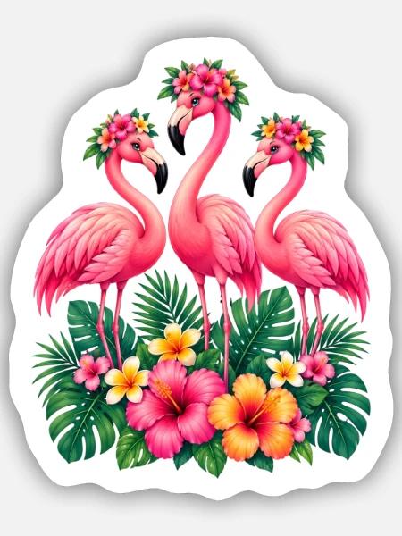 Niedlicher Flamingo Süße Flamingos - Sticker Größe S (10 x 10 cm) - Mattweiß