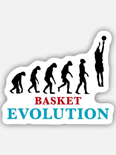 Entwicklung des Basketballs - Sticker Größe S (10 x 10 cm) - Mattweiß