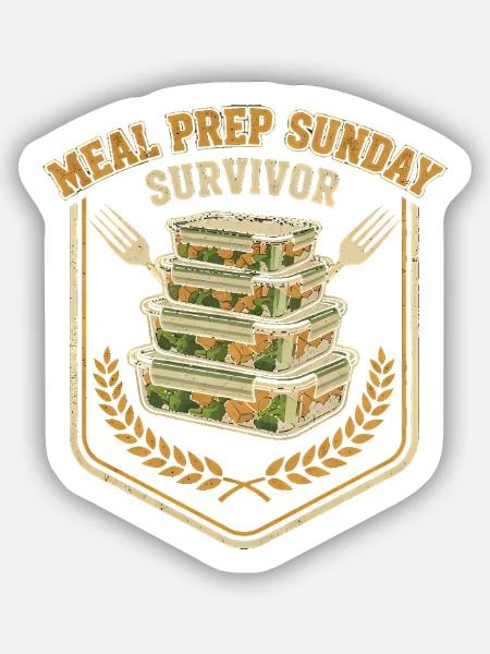 Meal Prep Sunday Survivor - Sticker Größe S (10 x 10 cm) - Mattweiß