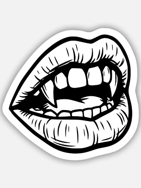 Vampir Mund - Sticker Größe S (10 x 10 cm) - Mattweiß