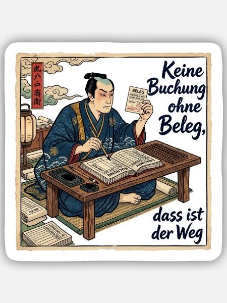 Keine_Buchung_ohne_Beleg_-_Ukiyo-e - Sticker Größe S (10 x 10 cm) - Mattweiß