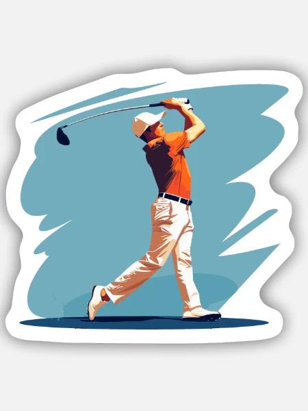 Golfspieler Grafik - Sticker Größe S (10 x 10 cm) - Mattweiß