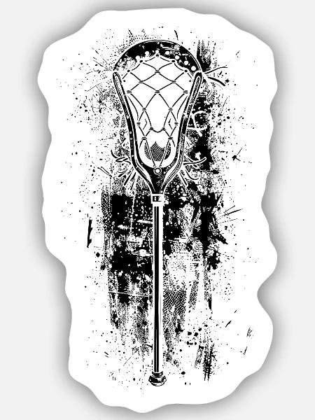 Lacrosseschläger - Sticker Größe S (10 x 10 cm) - Mattweiß