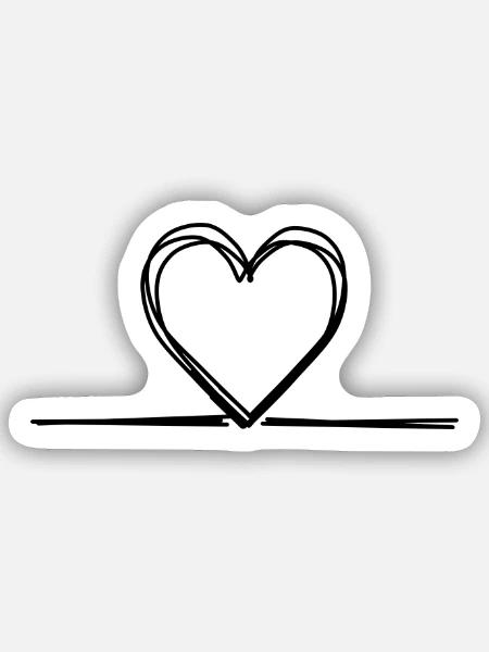 Herzlinie handgezeichnet - Sticker Größe S (10 x 10 cm) - Mattweiß