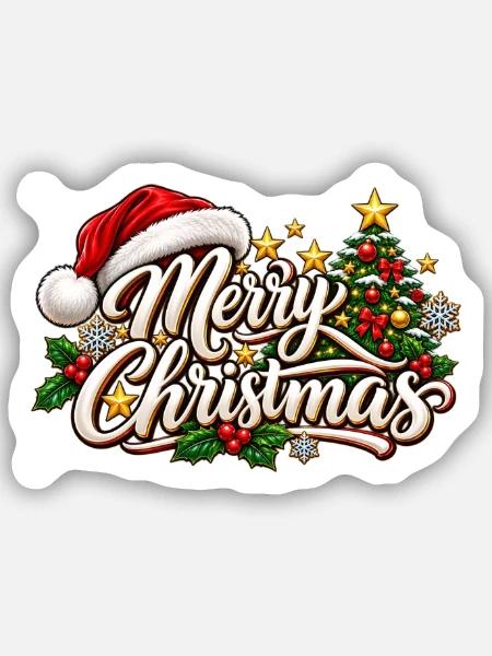 Frohe Weihnachten Ornament-Schrift - Sticker Größe S (10 x 10 cm) - Mattweiß