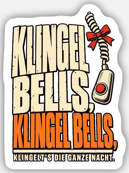 Klingel Bells Pflege Nachtdienst - Sticker Größe S (10 x 10 cm) - Mattweiß