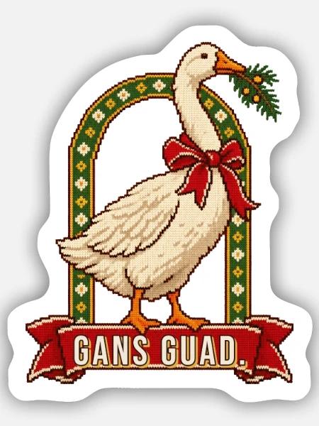 Gans guad Weihnachtspulli bairisch - Sticker Größe S (10 x 10 cm) - Mattweiß