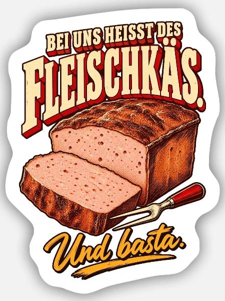 Bei uns heißt des Fleischkäs - Sticker Größe S (10 x 10 cm) - Mattweiß