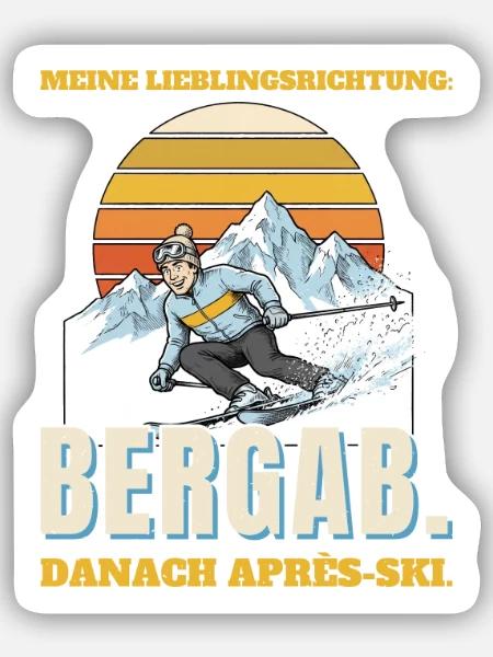 Meine Lieblingsrichtung: bergab - Sticker Größe S (10 x 10 cm) - Mattweiß