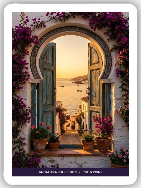 Seaview Arch Andalusia - Sticker Größe S (10 x 10 cm) - Mattweiß